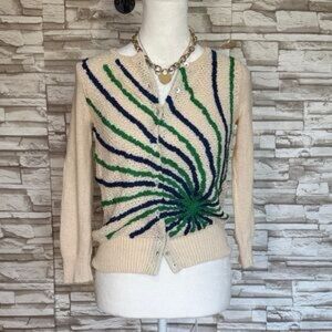 Anthropologie Field Flower Cream Beige 79% Cotton/21% Nylon Cardigan Sweater